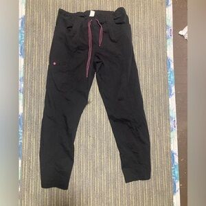 Women's Black Trousers with Pink Drawstring